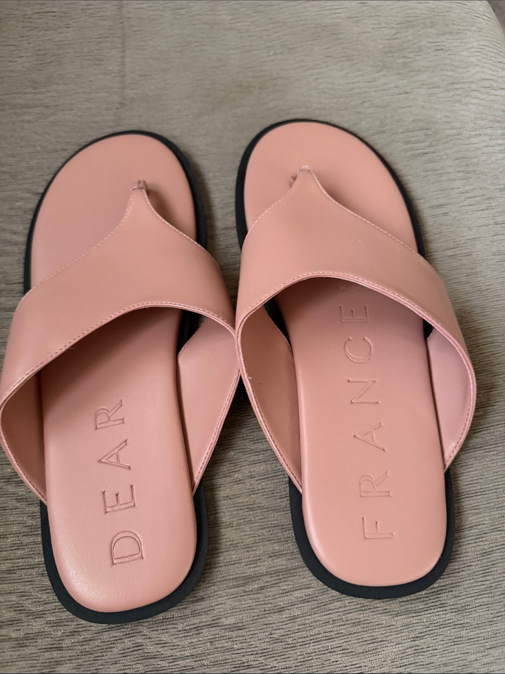 Dear Frances Blush Pink Crossover Toe-Post Sandals